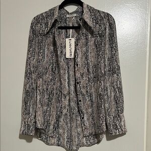 SALE: Pleione Snake Print Button-Up Blouse